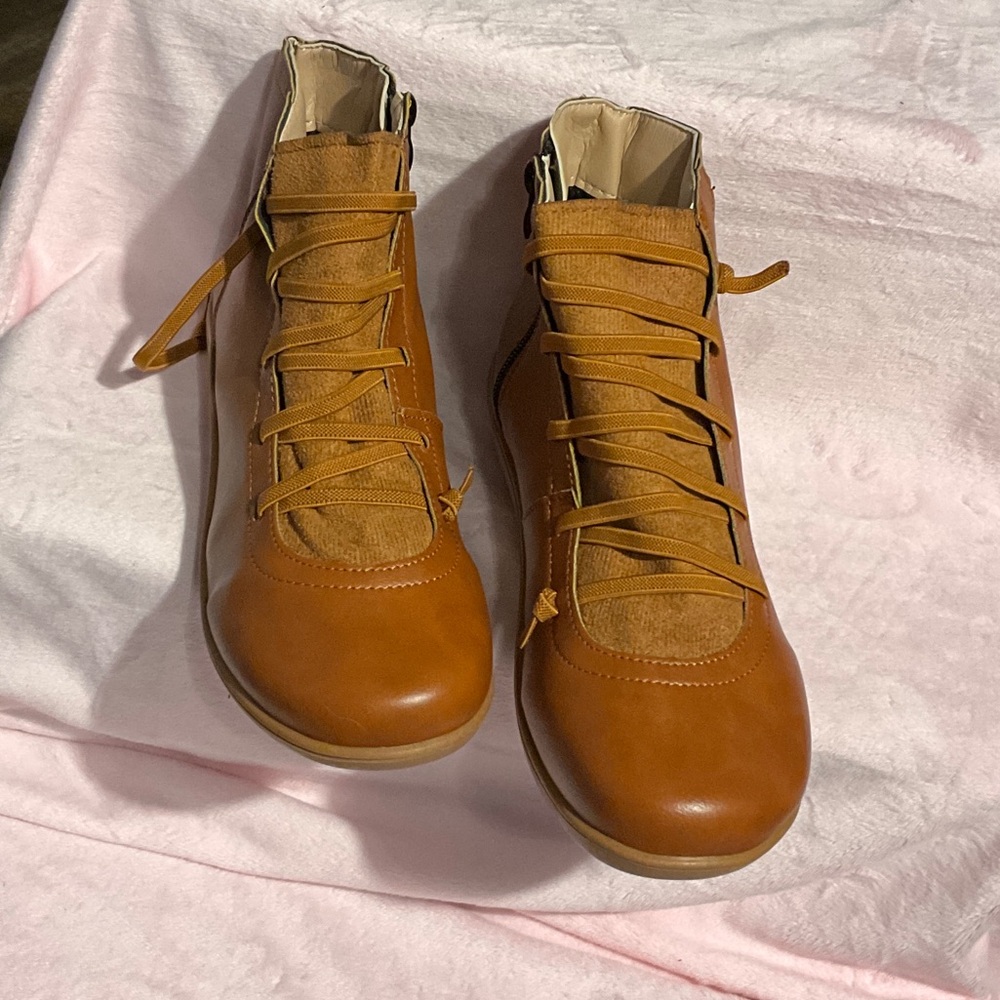 tan faux leather